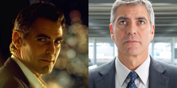 George Clooney as Jack Foley in Out of Sight and Ryan Bingham in Up in the Air.